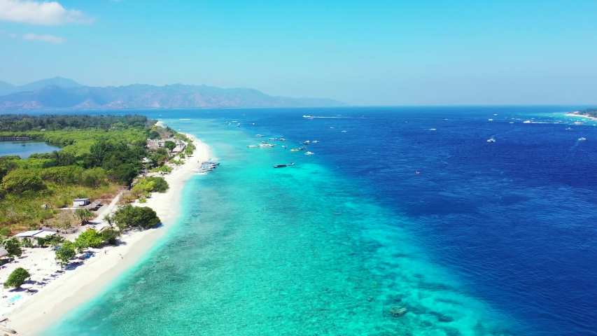 The Beautiful White Sand Beach Of Bahamas Lined With Resorts, Perfect Getaway During The Holidays - Aerial Shot