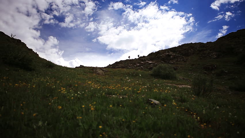 Adventure hiking along ridge