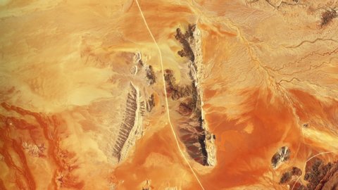 Scenic nature landscape of yellow sand in Namib desert aerial view sunrise animation. Images furnished by Nasa