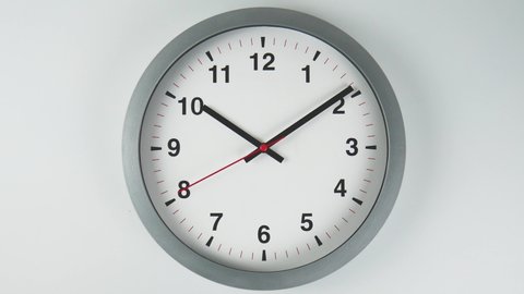 Gray watch beginning of time 10.10 am or pm, Clock Red second hand minute Walk slowly, Time concept.