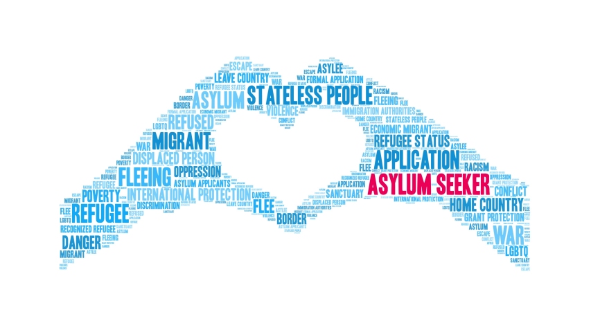 Asylum Seeker word cloud on a white background. Royalty-Free Stock Footage #1045673398