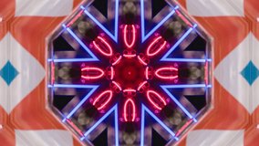 Poly Art Kaleidoscope Geometric Hypnotic Fractal Rotation VJ Loop Motion Background abstract of glowing particles Vj loop for night club, parties, festival or holidays presentation