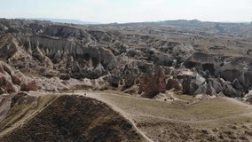 Monks Valley / Turkey    , Aerial video from Cappadocia in Turkey    , taken by drone camera 
