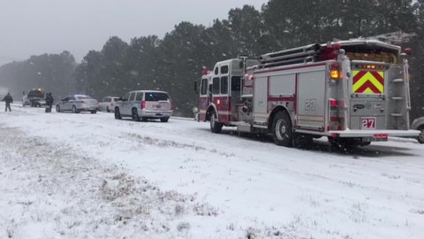 Rare Southern Snowstorm Cripples South Carolina Interstate HIghways. 