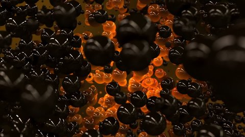 3D abstract animation of flying and reflected spheres