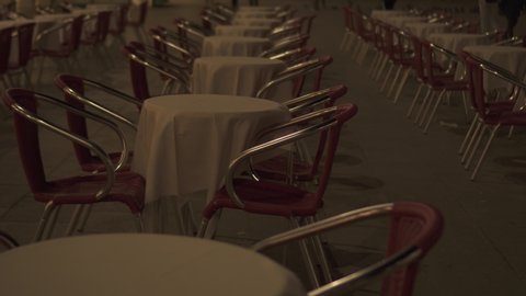 Chairs with tables of an outdoor restaurant