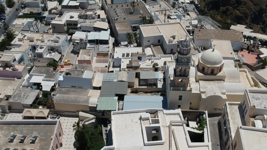 Aerial view on the island Santorini at summer sunny weather, Greece