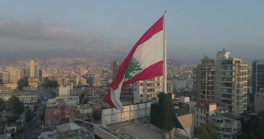 180 degree around lebanese flag Royalty-Free Stock Footage #1045735345