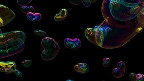 3d animated Heart shaped soap bubbles floating and bursting at the end  with alpha  - Powered by Shutterstock - Get 15% off with code: PIKWIZARD15