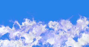 Animation graphic of flying through the clouds on the blue sky