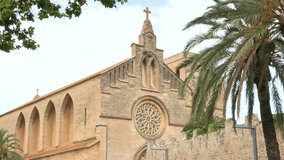 Alcudia Old Town Sant Jaume Church In Majorca, 4k footage video