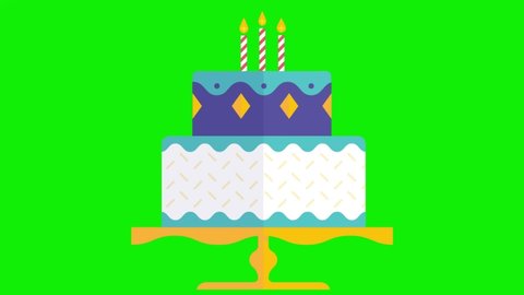 Animation Birthday Cake On Green Screen Stock Footage Video (100% ...