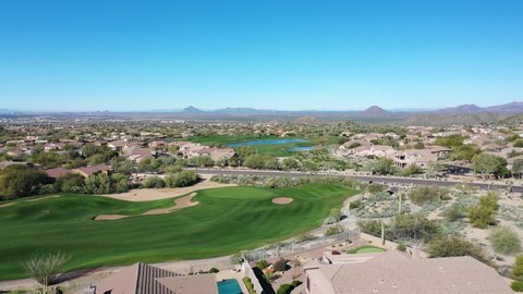 A 4k high resolution clip of a golf course in Mesa Arizona