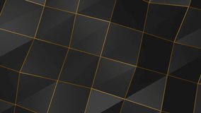 Abstract 3d video with moving surface. Black and gold color. 4k seamless loop animation. Modern trendy design. Top view.