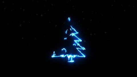 Christmas pine tree   in energy wave simulation and snow effects