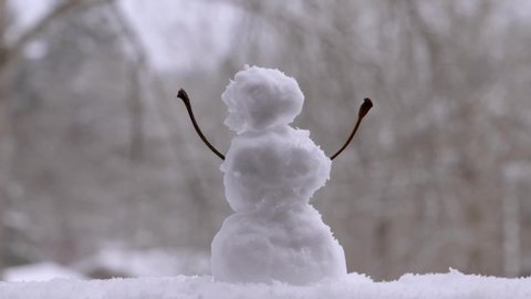 Miniature Snowman medium shot with snow