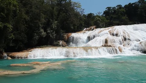 MEXICO - CHIAPAS - CIRCA APRIL 2015 - The magnificent Cascadas de Aqua Azul (Blue Water Falls) in Chiapas. 