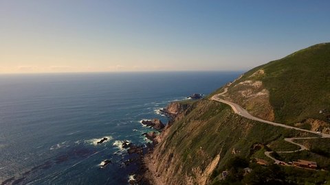 Aerial Video of Winding Roads on a Mountain Along Pacific Coast in Monterey
