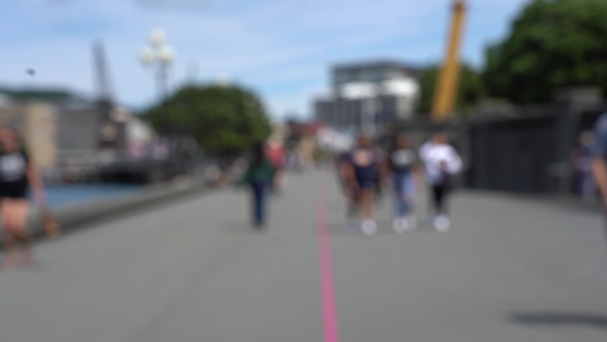 Blur 4K video of Downtown Wellington City waterfront view in the capital of New Zealand