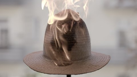 Burning Sun Hat in Heigh Speed 150fps Slow Motion 2