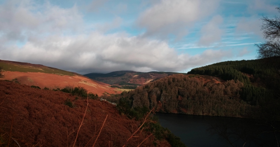 Picturesque 4K Time lapse video of Wicklow mountains, Lough Dan and scenic surroundings, Wicklow mountains, Ireland