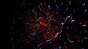 Abstract powerful explosion, energy and colorful impulses on black background, seamless loop. Animation. Mystical light rays in motion all over the screen. - Powered by Shutterstock - Get 15% off with code: PIKWIZARD15