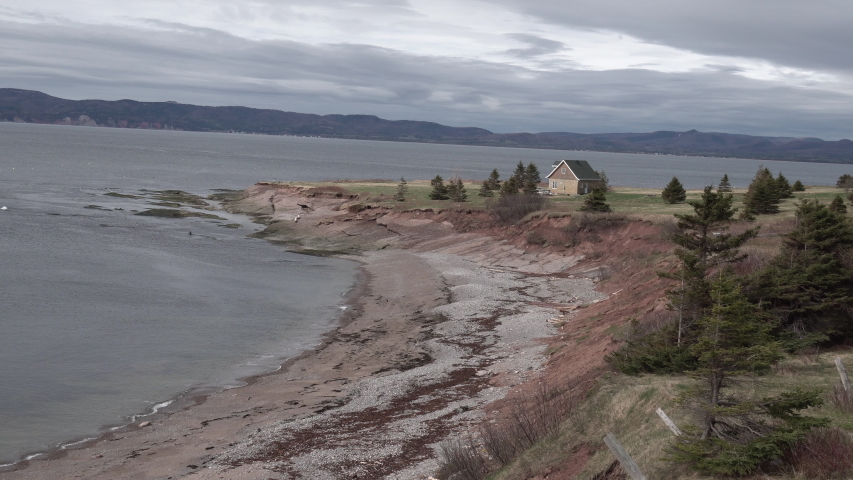 View of a house near the sea in Gaspesie, Quebec.