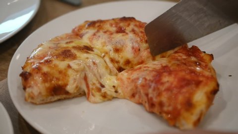Slice of hot pizza cheese lunch 