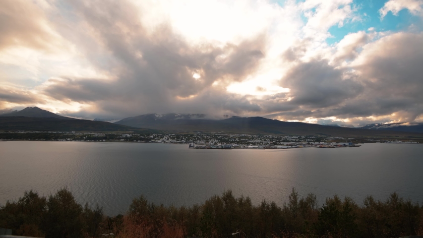 The town of Akureyri in North Iceland