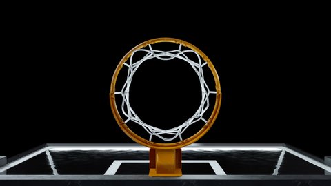 Basketball hit the basket in slow motion on a alpha channel