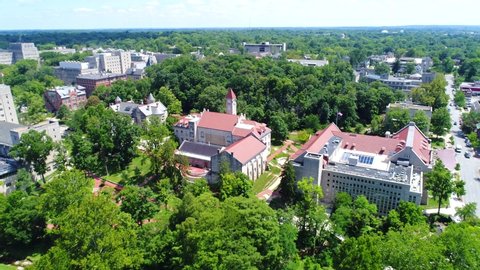 Bloomington, IN/United States - September 8, 2017: Aerial View of the University of Indiana Campus.  Indiana University Bloomington is a public research university in Bloomington, Indiana.
