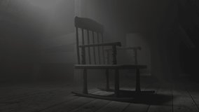 Animation of old rocking chair at dark attic with light ray. Concept age and past - Powered by Shutterstock - Get 15% off with code: PIKWIZARD15