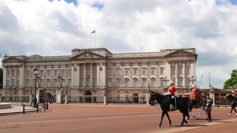 London UK  May 17th 2018. Household Mounted Cavalry pass Buckingham Palace  London