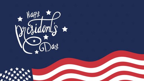 presidents day lettering with usa flag ,4k video animated