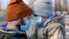 Father with son in a medical mask. Virus epidemic - Powered by Shutterstock - Get 15% off with code: PIKWIZARD15