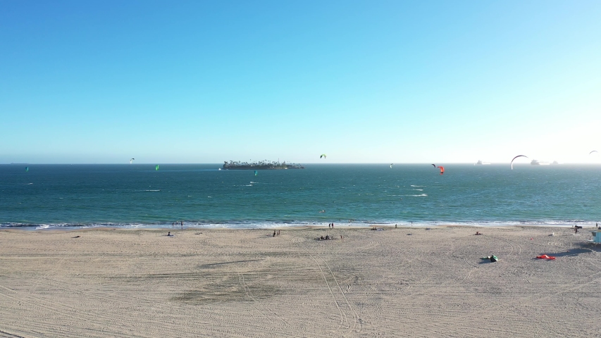 Kitesurfers in Long Beach, CA