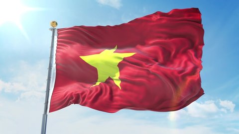 Vietnam Flag Waving Wind Against Deep Stock Footage Video (100% Royalty ...