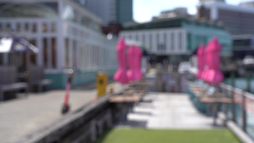 Blur 4K video of Downtown Wellington City waterfront view in the capital of New Zealand
