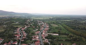 Beautiful drone footage over the historic Tokaj in Hungary
