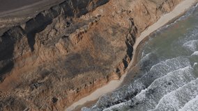 Part of the coastline on the Black Sea coast near Odessa, Ukraine, landslide zone. Ruined shore, beach, danger spot, earthquake