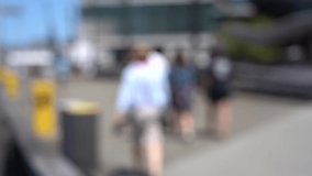 Blurred video of Downtown Wellington City waterfront view in the capital of New Zealand; Slow motion