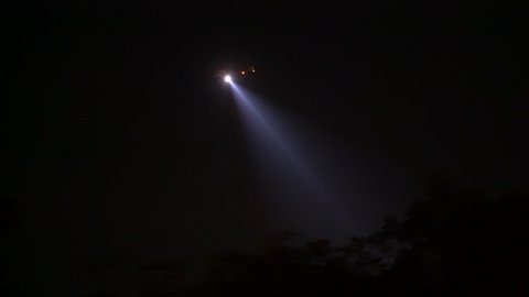 911 Police chopper searching for suspect at night in Los Angeles