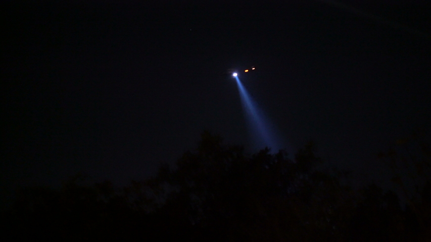 911 Police chopper searching for suspect at night in Los Angeles