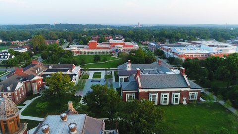 Greencastle, IN/United States - September 18, 2017: This is an aerial view of DePaul University. DePauw University in Greencastle, Indiana, is a private liberal arts college with an enrollment of 1,97