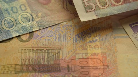 Background of three swedish banknotes