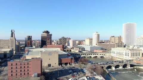 Rochester, New York winter aerial footage