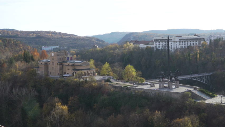View from Tsarevets Fortress. Veliko Tarnovo in Bulgaria. Famous town located on three hills