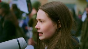 People city street. Young adult female activist feminist demonstration. Gender feminism fight resistance. Women march movement power sign equality. Strike empowerment action. Activist resistance riot. - Powered by Shutterstock - Get 15% off with code: PIKWIZARD15