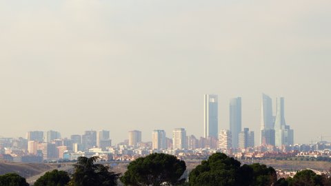 Skyline of Madrid with pollution