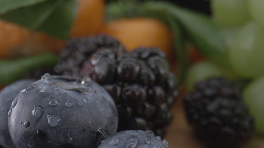 Fruits and berries food preparation macro close up of delicious food